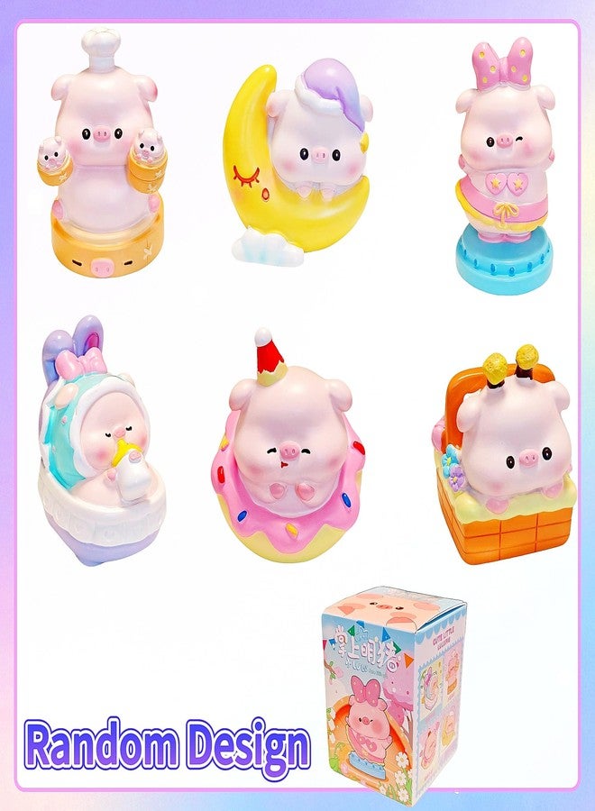 EVDERS 1Pcs Piggy Blind Box Figures - Cartoon Pig Series Blind Boxes Mystery Box Cute Resin Animal Collectible Figurines for Home Desktop Decorations Fairy Garden (Single Box) - Image 4